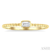 1/6 Ctw Ball Bead East-West Bezel Set Emerald Cut Diamond Stackable Petite Fashion Ring in 14K Yellow Gold